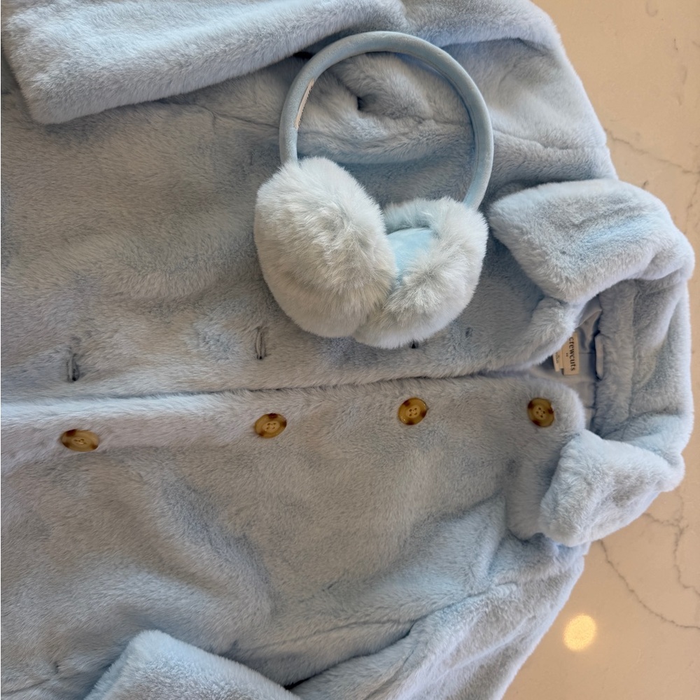 Crewcuts Lola and the boys blue faux fur jacket and earmuffs size small girls - Picture 4 of 4